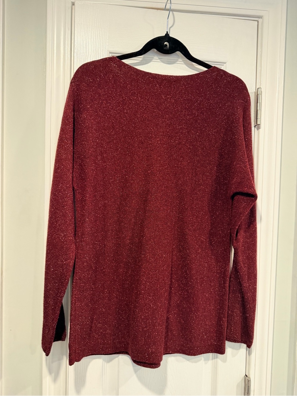 J.Jill Size S Silk Cotton Blend Burgundy Boatneck Flecked Long Sleeve Sweater - Picture 8 of 9